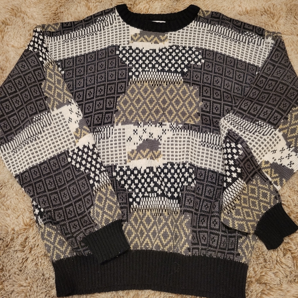 Oversized Robert Bruce grids and blocks vintage sweater